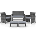 6 Pieces Patio Furniture Set Outdoor Sectional Conversation PE Rattan Sofa Set