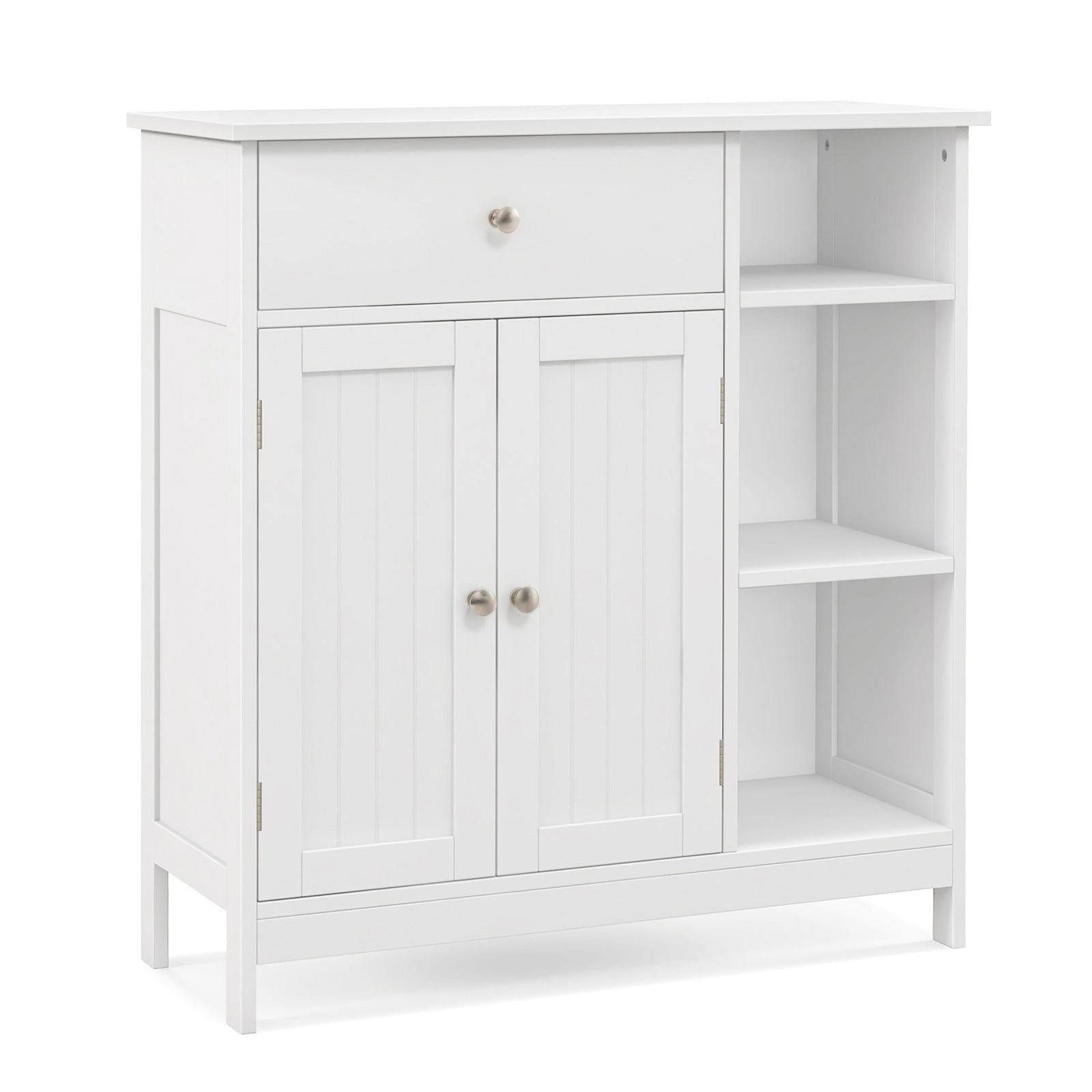 Bathroom Cabinet Floor Cabinet with Drawer and Open Compartments-White