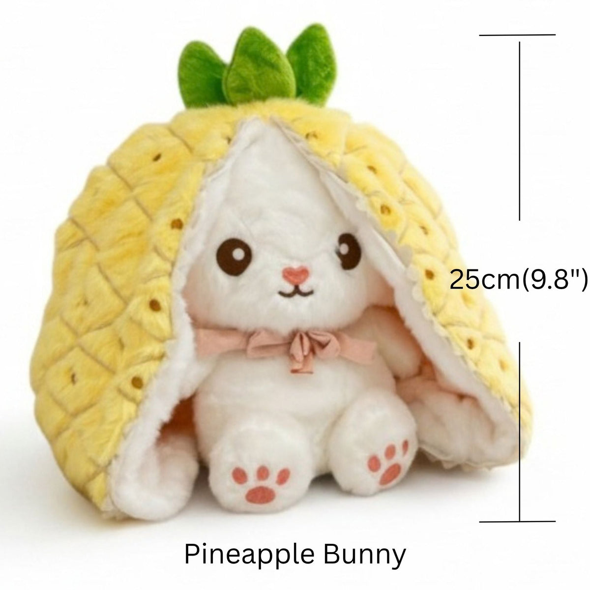 Reversible Strawberry Bunny Plush Toy Soft Polyester Stuffed Animal for Kids Hide and Seek Transforming Toy