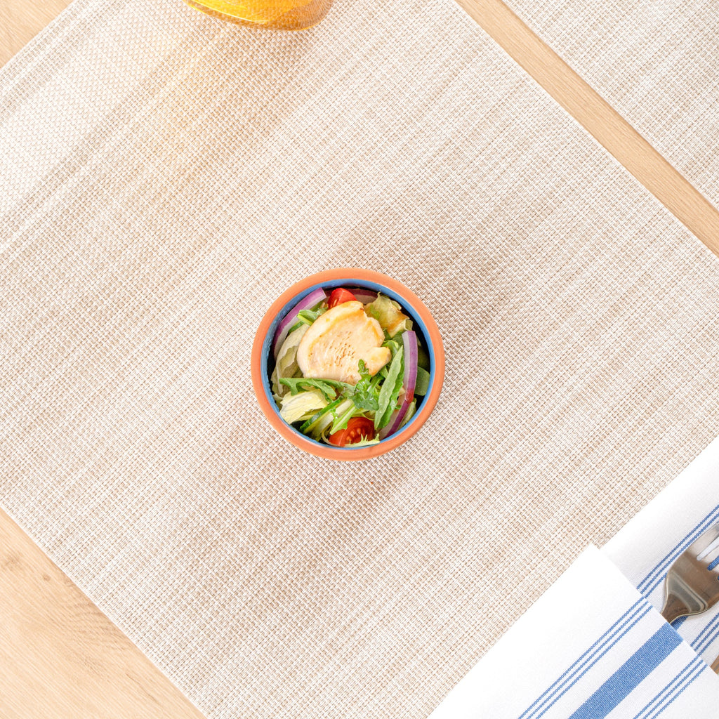 Terra Tek 3 oz Terracotta Cazuela Bowl - Blue Glazed Interior, Oven-Safe, Microwave-Safe - 3 1/4'' x 3 1/4'' x 1 1/2'' - 10 count box